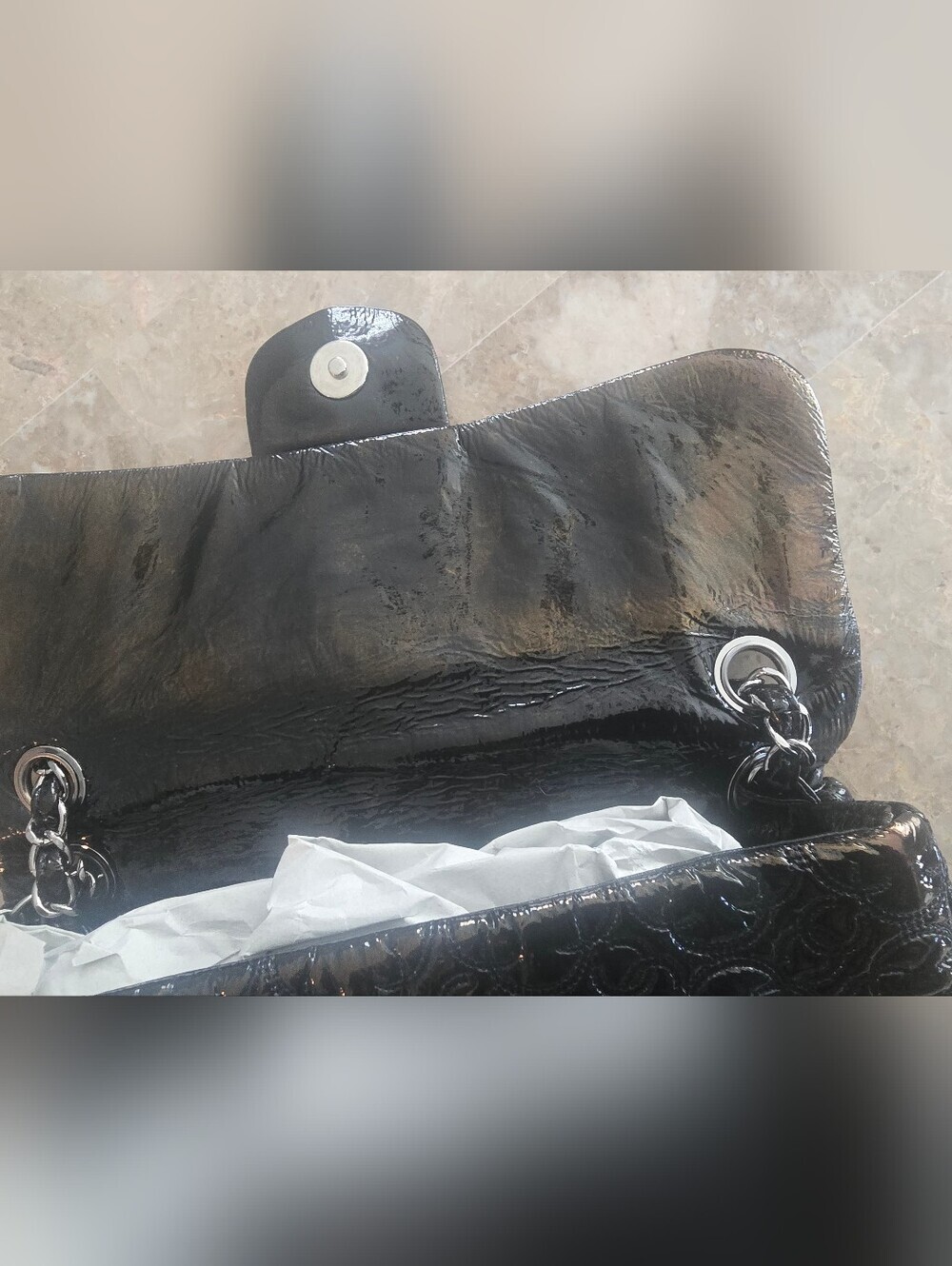 CHANEL "Rock In Moscow" Patent Vinyl Flap Bag - Picture 11 of 11